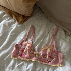 LOUNGE WEAR Floral Lace Pink Bra